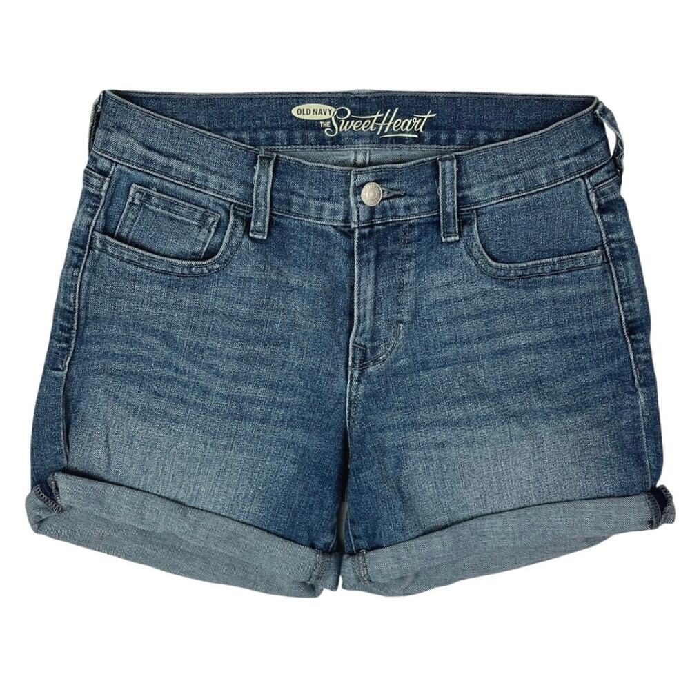 Old Navy The Sweetheart Women's Blue Denim Mid Rise Boyfriend Jeans Shorts Sz XS